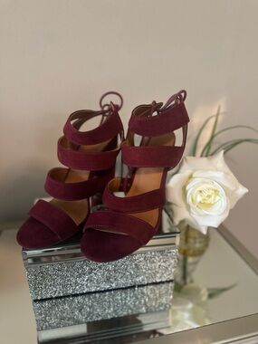 Charlotte Russe Burgundy Strappy Suede Heels